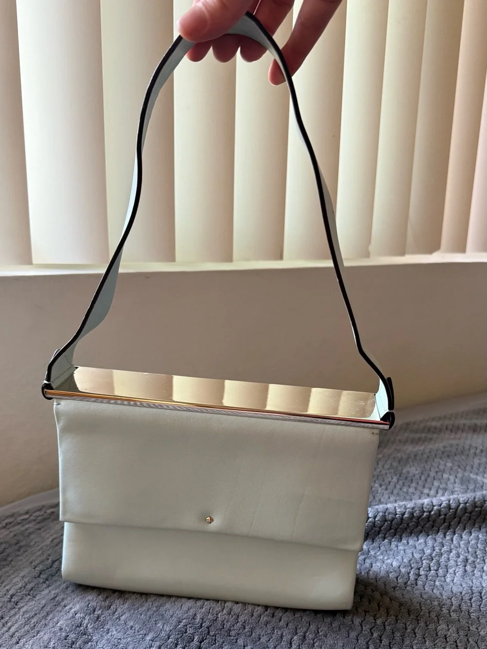 Rare Unique Kate Spade Luna duck egg blue leather shoulder bag